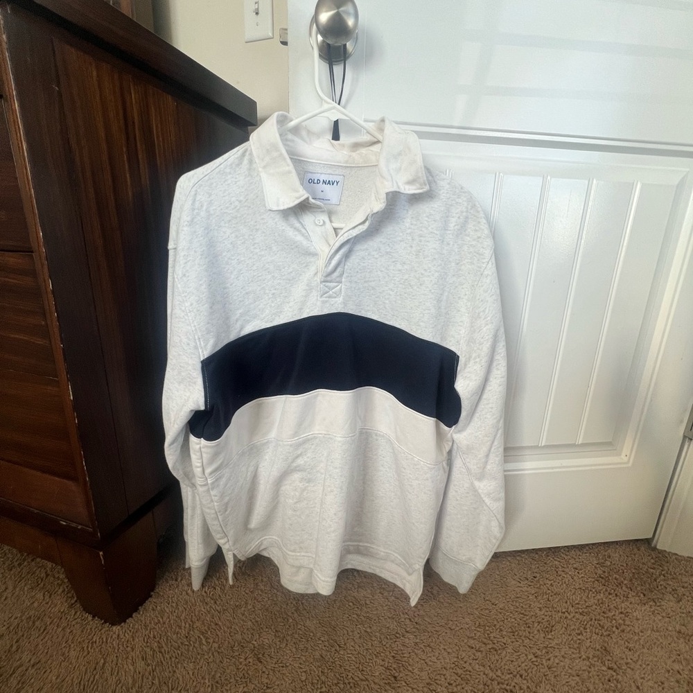 Old Navy White Polo Sweatshirt